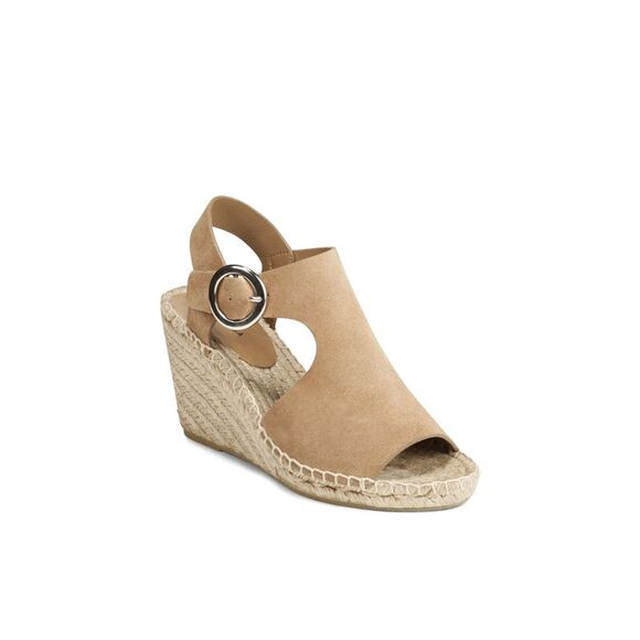 VIA SPIGA Womens Desert Beige Cutouts Nolan Wedge Leather Espadrille Shoes 9 M - Picture 4 of 5